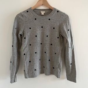 J. Crew grey black polka dot fitted sweater. | Size S | Cotton Merino Wool